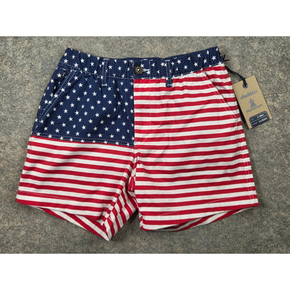 Chubbies The Mericas 5.5" Originals American Flag Shorts XS Patriotic Stars NWT